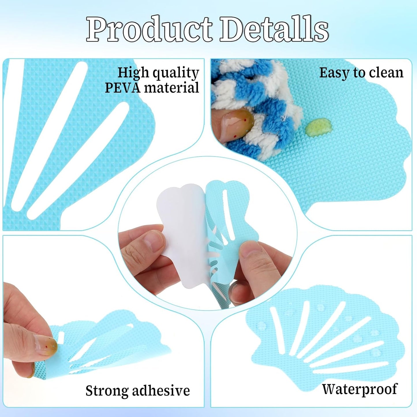 Giantre 12 Pcs Non Slip Bathtub Stickers, Shell Shaped Tubs Safety Shower Treads Adhesive Appliques with Premium Scraper for Bath Tub Stairs (12)