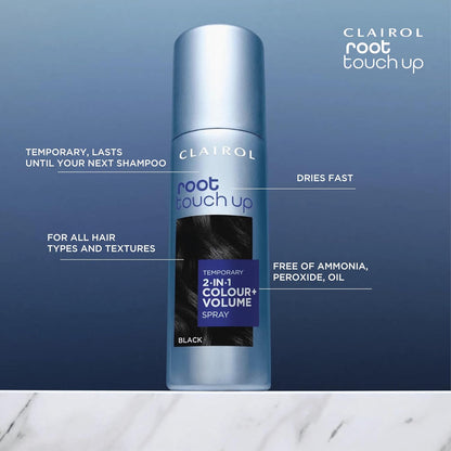 Clairol Root Touch Up Spray, Temporary Grey Coverage &amp; Volume 2-in-1 Spray, Light Brown, 75ML