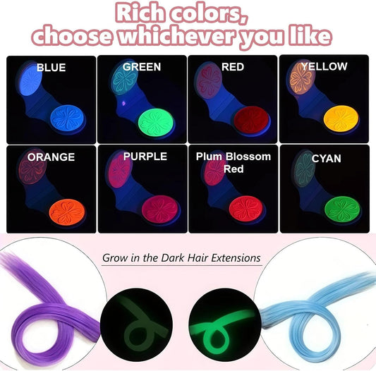 UV Neon Hair Chalk Set, 8 Colors Temporary Hair Dye &amp; Colour, Washable UV-Neon Glitter Color Chalks, Portable for Festival Birthday Party Cosplay Neon Party DIY