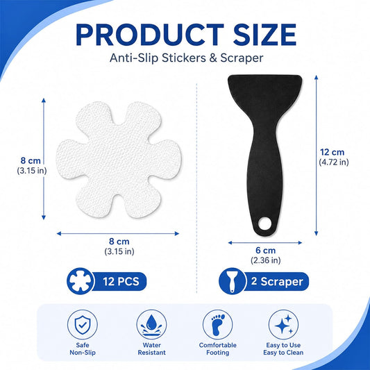 24Pcs Flower Non Slip Bath Stickers, Transparent Anti Skid Strips, Self-Adhesive Bathroom Stickers for Shower
