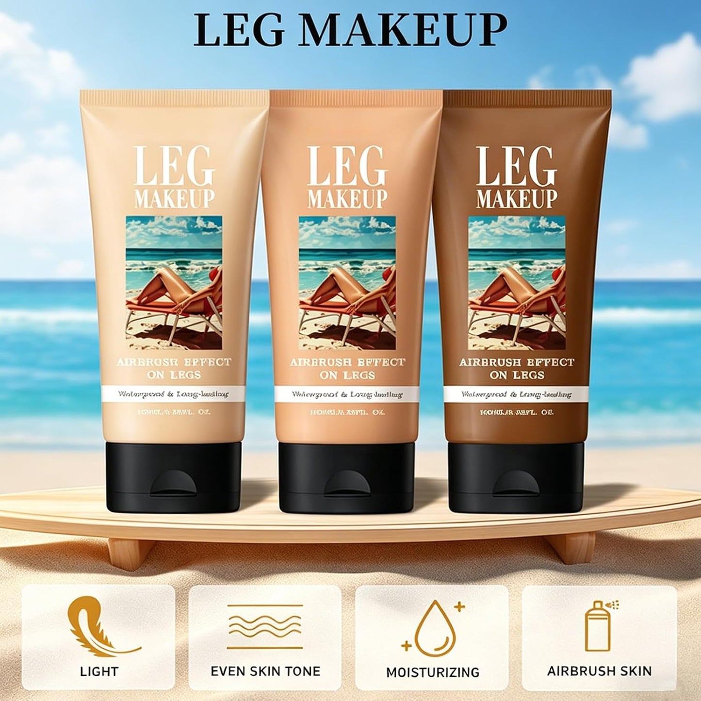 Leg Makeup Waterproof No Transfer, 100ml Waterproof Leg Makeup for Veins &amp; Scars, Full Coverage Body Concealer for Mature Skin, Long Lasting &amp; Smoo, Naturally Blends Skin, #03
