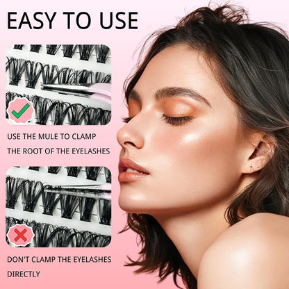 KEYRI 580 Pieces Individual Eyelashes 30-100D Cluster Lashes Kit | DIY Eye Lashes Fluffy Russian Eyelashes Extensions Curly Durable Eyelash Clusters for Girls and Women (8-16mm Mix)