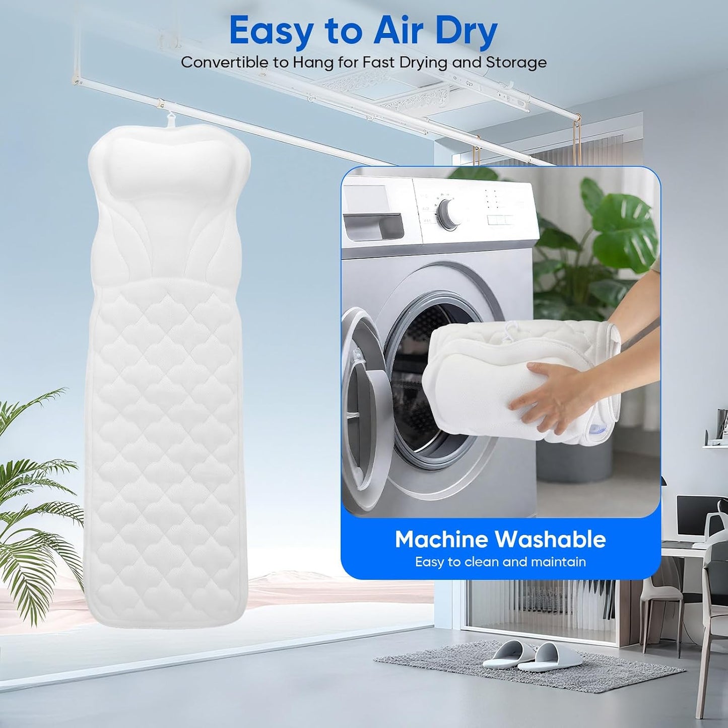 Full Body Bath Pillow Mat &amp; Cushion, Bathtub Pillow Headrest With Comfort Soft 5D Air Mesh And 16 Powerful Suction Cups For Women Spa Relaxing Fits All Bathtub