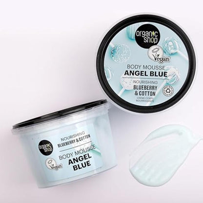 Organic Shop Body Mousse Angel Blue Nourishing Blueberry &amp; Cotton, 250 ml