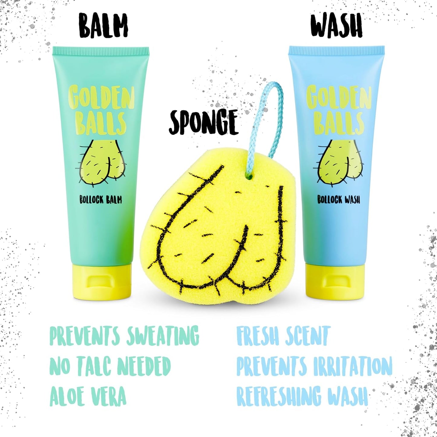 Golden Balls, Balm &amp; Sponge Set - For Your Private Bits - Funny Novelty Gift For Men | Funny Novelty Gift