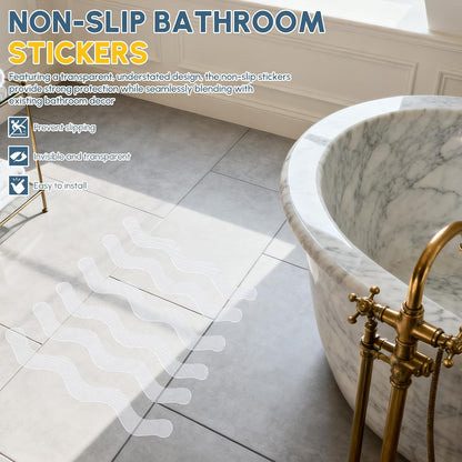 36 Pcs Non Slip Bath Stickers, Non Slip Shower Stickers Transparent Self-Adhesive, Anti Slip Bath Stickers for Tub, Stairs, Room, Slippery Surfaces(20mm * 200mm)