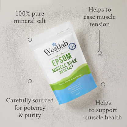 Westlab Epsom Salts 1kg - Soothe and Relax Muscles to Improve MSK Health &amp; Comfort by Reducing Stiffness and Aching. Sports Recovery - Improved Performance.