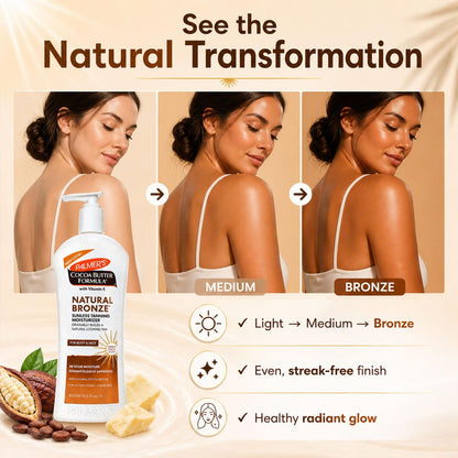 Palmer’s Cocoa Butter Natural Bronze Gradual Tanning Moisturiser 400ml with Vitamin E – Self Tan Lotion for Face &amp; Body, Hydrating, Streak-Free, Long Lasting Glow