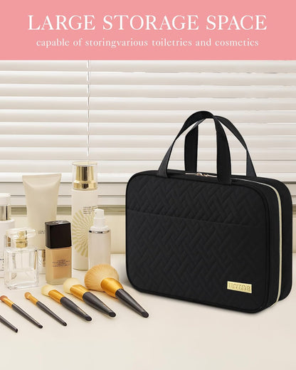 HOTOR Travel Toiletry Bag - Toiletry Bags for Women with Hanging Hook - Spacious Travel Bags for Women/Big Comparment, Makeup Bag Waterproof Travel Essentials, Black, 28.4 x 22.6 x 8.1 cm