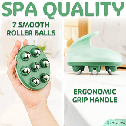 Lymphatic Massager - Handheld Drainage Roller Massage Tool to Help Support Lymph System Care by Promoting Circulation, which May Decrease Appearance of Cellulite - by Cozlow