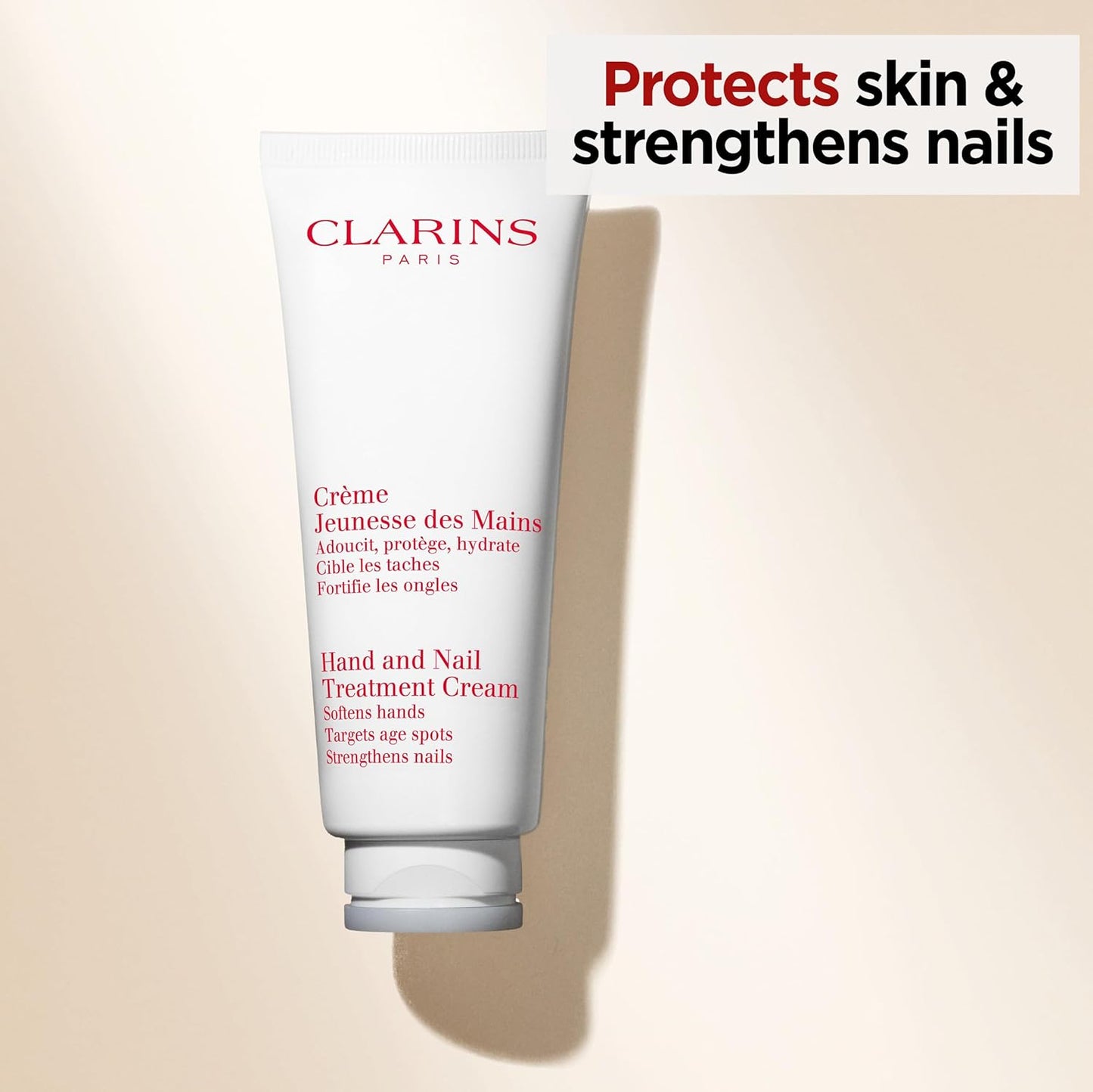 Clarins Hand &amp; Nail Treatment Cream 100ml | Nourishing Moisturiser for Dry Hands &amp; Strengthening Nails | Anti Aging | Non Greasy