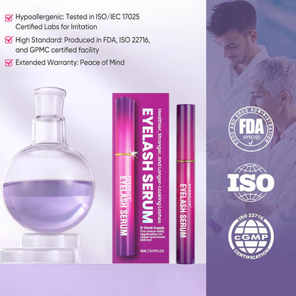 Eyelash Serum Lash Growth Enhancer: Advanced Natural Formula for Long Thickening Eyelashes (Magenta, 5 ml)