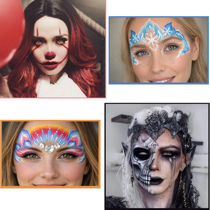 Two-Colour Water-Soluble Face and Paint Palette with Brush - Deep Purple &amp; Neon Purple High Saturation Pigments for Halloween, Cosplay, Theatre, Stage Performance SFX Makeup