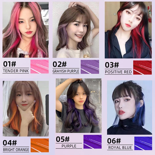 Baorder 6 Colors Instantly Hair Color Dye Temporary,Washable Bright Hair Mascara Color Chalk Rainbow for Girls Women and Men,Birthday Halloween Cosplay DIY Makeup