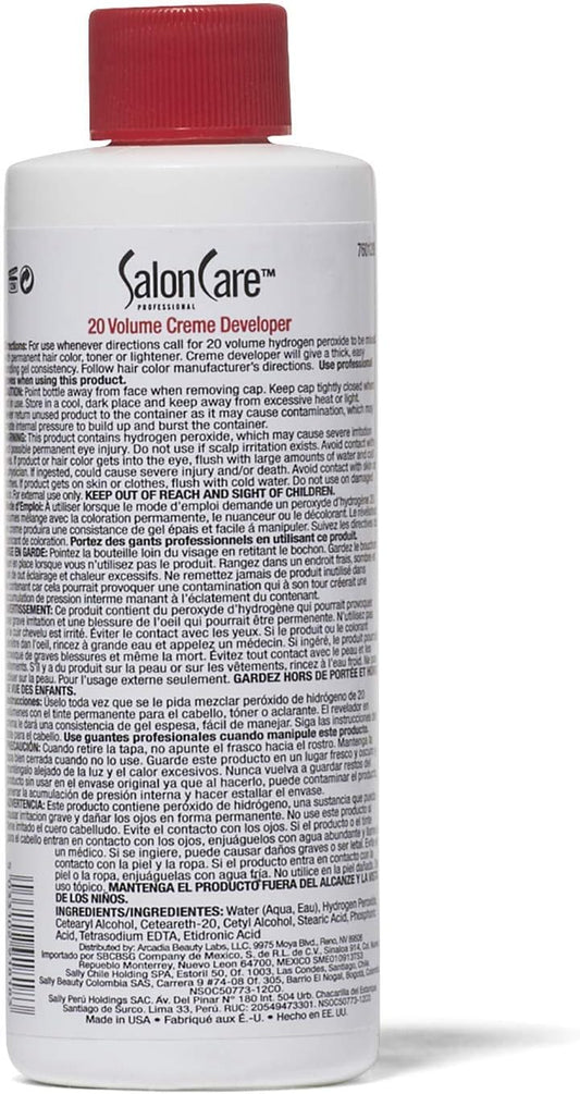 Salon Care, 20 Volume Creme Developer, 4 ounces