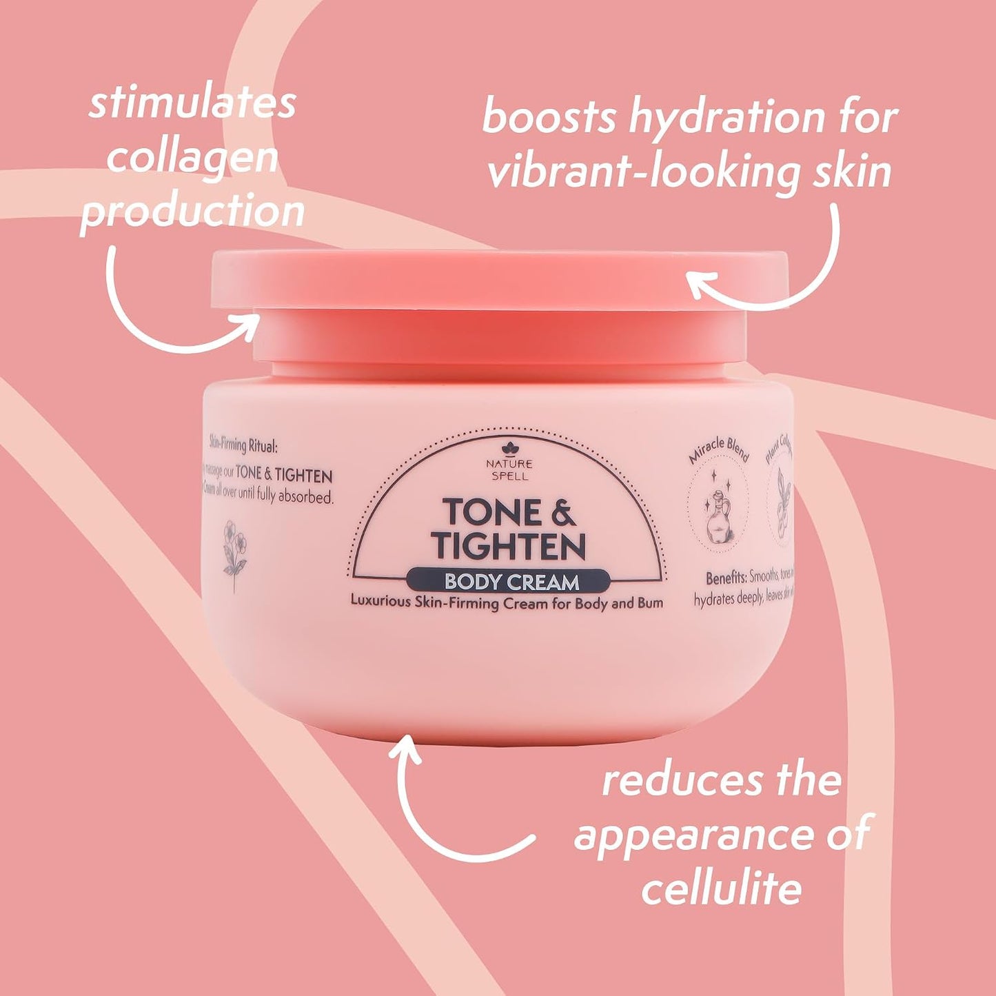 Nature Spell Tone &amp; Tighten Body Care Gift Set for Women, Vegan, Set of 3 | Body Wash, Sugar Scrub &amp; Cream with Hyaluronic Acid, Ginseng Extract &amp; Plant Collagen