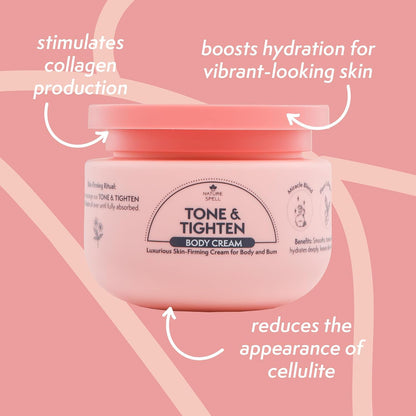 Nature Spell Tone &amp; Tighten Body Care Gift Set for Women, Vegan, Set of 3 | Body Wash, Sugar Scrub &amp; Cream with Hyaluronic Acid, Ginseng Extract &amp; Plant Collagen