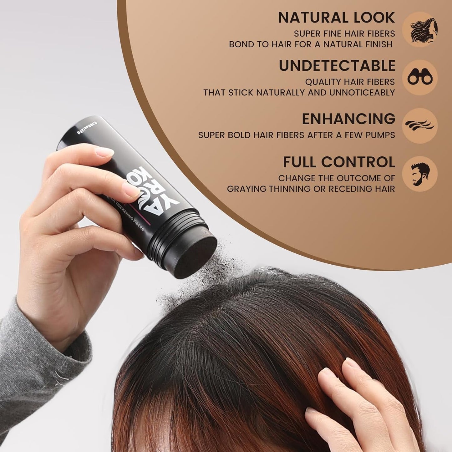 Hair Fibres for Thin Hair or for Filling Fine Hair, Hair Fibres (28 g) for Men and Women, Hair Powder for Immediately Thicker, Fuller Look - Grey