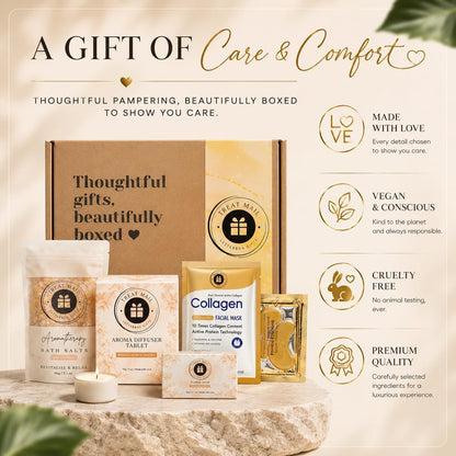Birthday Pamper Gifts for Women | Relaxation Spa Bath Set &amp; Self Care Hamper | Hug in a Box Care Package For Mum, Friends, Sister, Wife | Wellbeing Gift For Mother’s Day &amp; Christmas