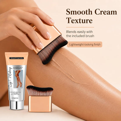 Leg Makeup With Brush, Body Concealer, Full Coverage Makeup – Water-Resistant Transfer-Resistant Cream for Uneven Tone, Natural Finish Leg &amp; Body Makeup for Summer Events, 100ml