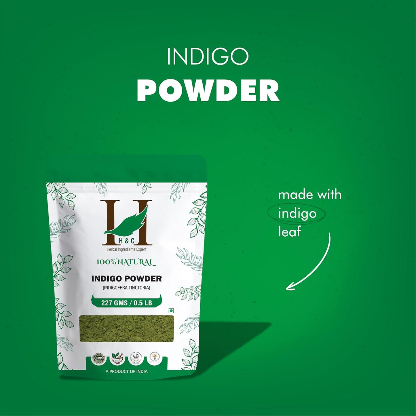 H&amp;C Indigo Powder (Indigofera Tinctoria) - 227g Pack | For Hair Coloring