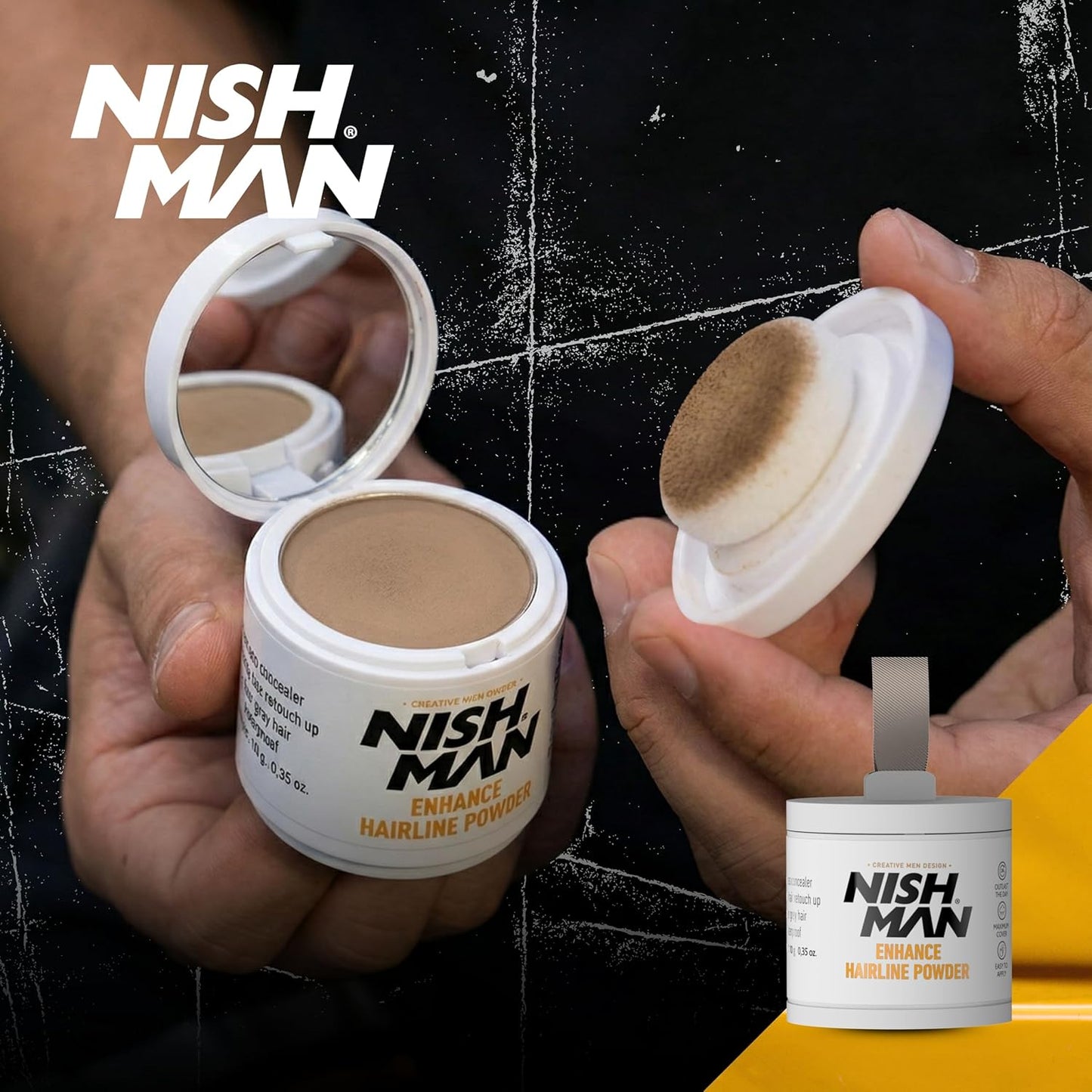 NISHMAN Enhance Hairline Powder – Light Brown 10g – Hairline Filler for Men – Conceals Hair Gaps and Thinning Areas – Adds Natural Density and Sharp Definition – Lightweight, Smudge-Free Formula