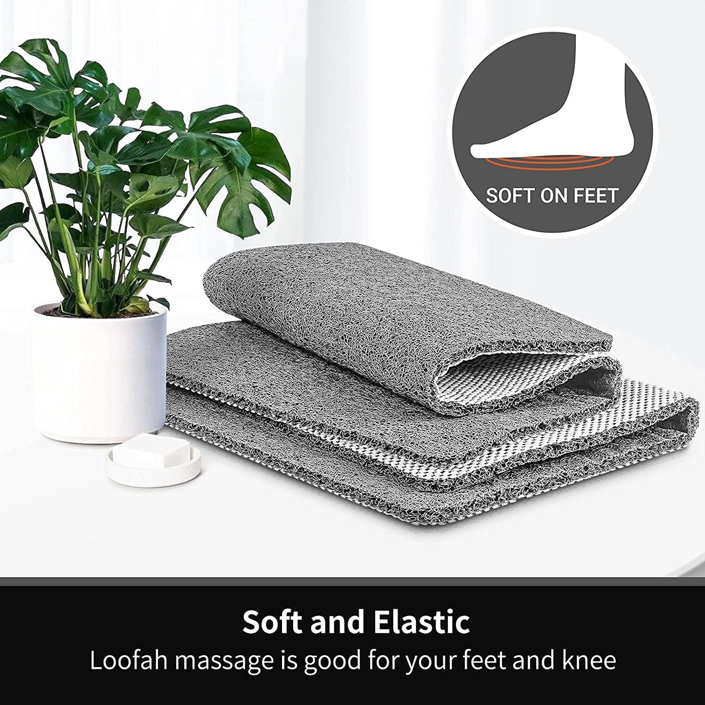 Bingobang Bath Mats Non Slip,Shower Mat Rubber 60x40cm,Extra Soft Anti-Mould, Machine-Washable,For Bathroom Floor,Bathtub(Grey)