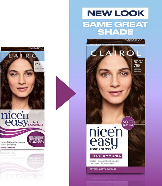 Clairol Nice'n Easy Tone+Gloss Semi Permanent Hair Dye - 500/765 Medium Brown