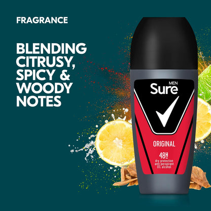Sure Men Original Anti-Perspirant Roll On for 48 hour protection 6x 50 ml