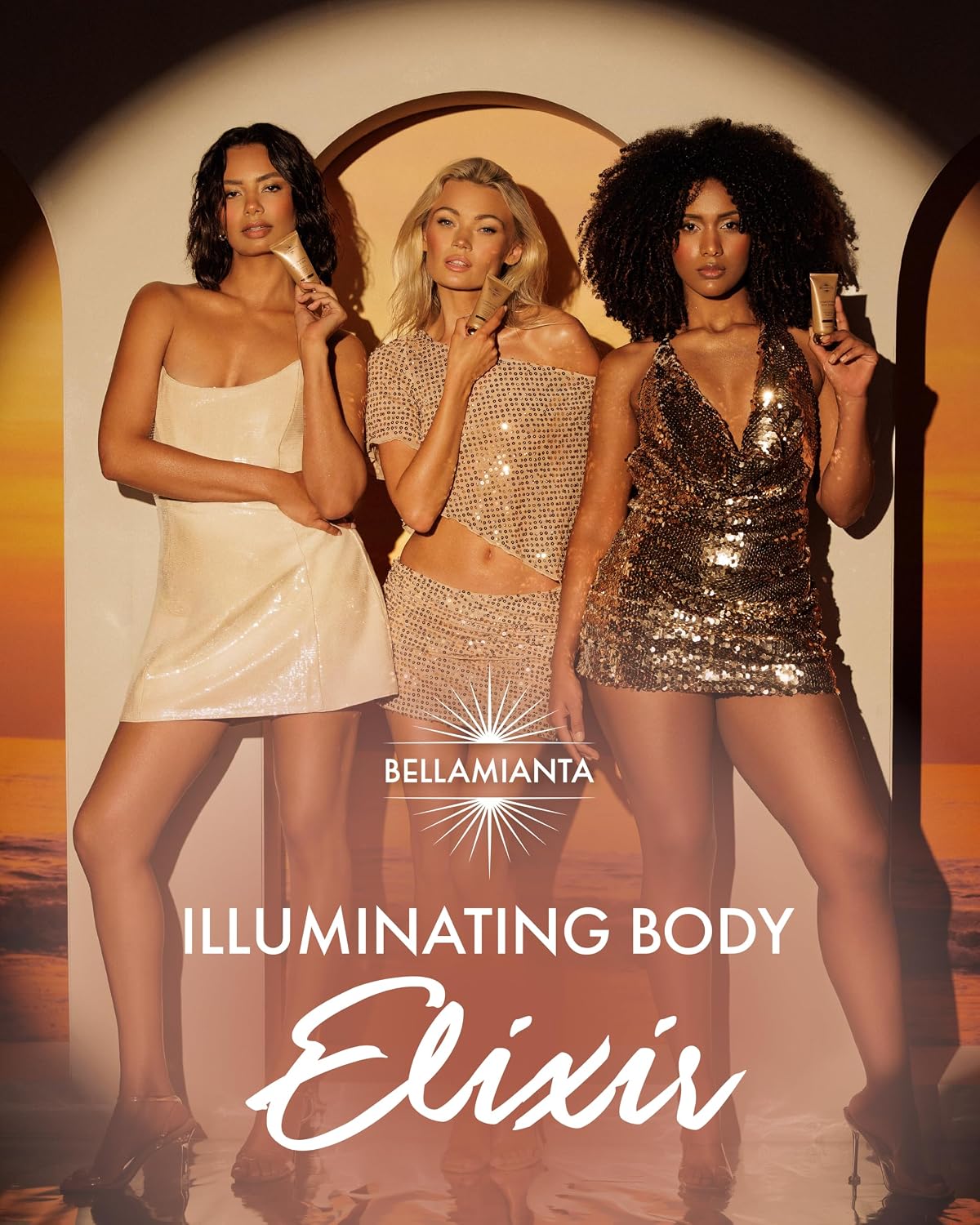 Bellamianta Body Illuminating Elixir, Golden Glow, Liquid Bronzer with Shimmer Pigments, Nourishing Hydrating Formula, Long Lasting, Radiant Finish, 45.9g
