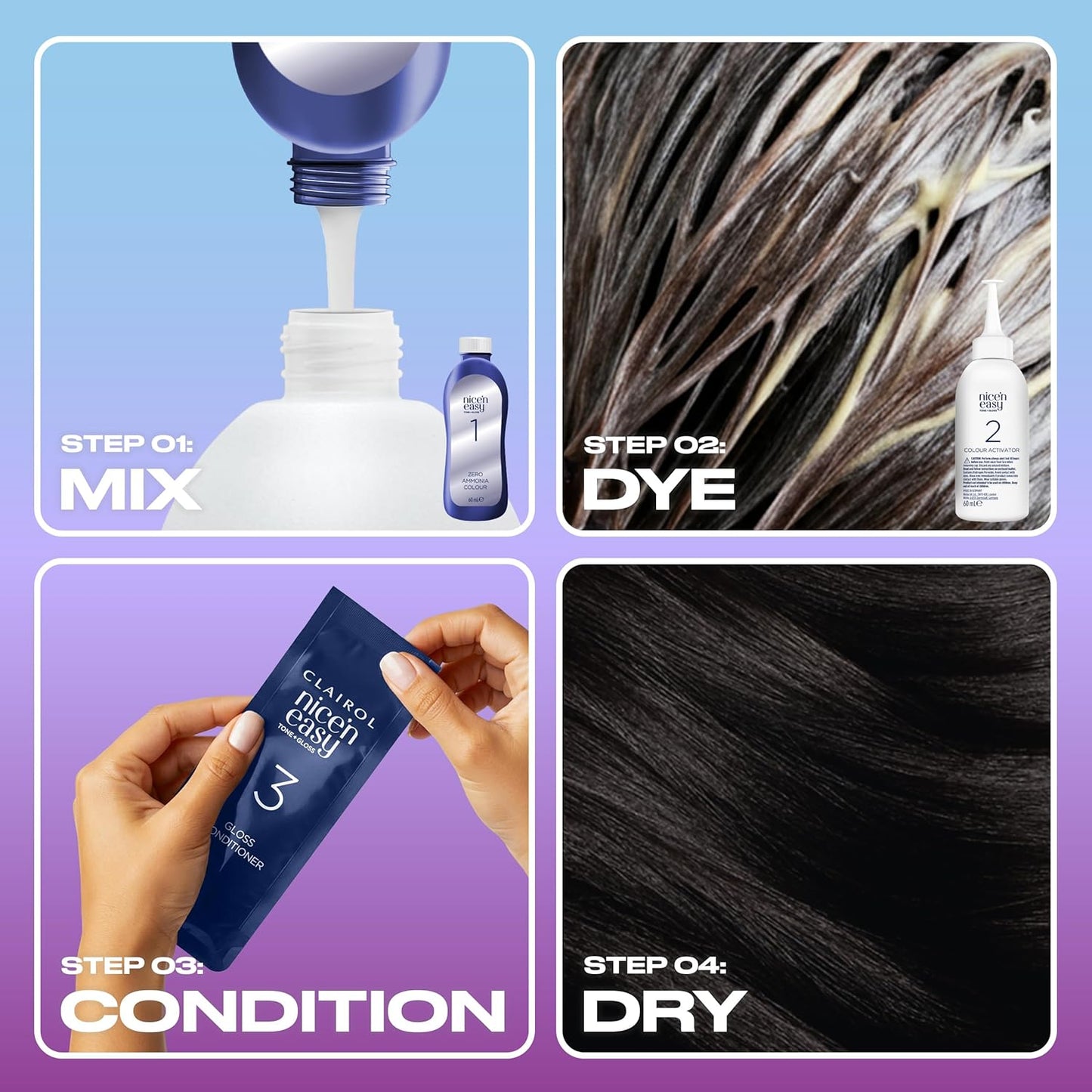 Clairol Nice'n Easy Tone+Gloss Semi Permanent Hair Dye - 200/83 Black