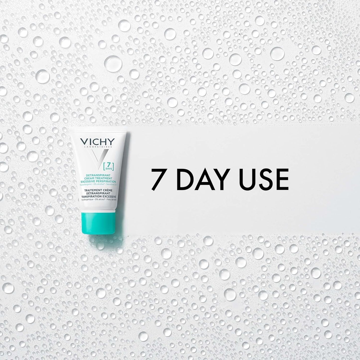 Vichy 7-Day Anti-Perspirant Cream, Long-Lasting Protection for Intense Perspiration and Odor Control, Suitable for Sensitive Skin, Alcohol-Free Targeted Treatment, 30ml