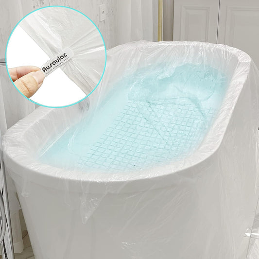 Disposable Bathtub Cover Liner 12 Individual Packs, Large (102x47') Bathtub Covers Liner Bag for Travel and Household, Portable Bath tub Liner Plastic Bag by Ausaulac