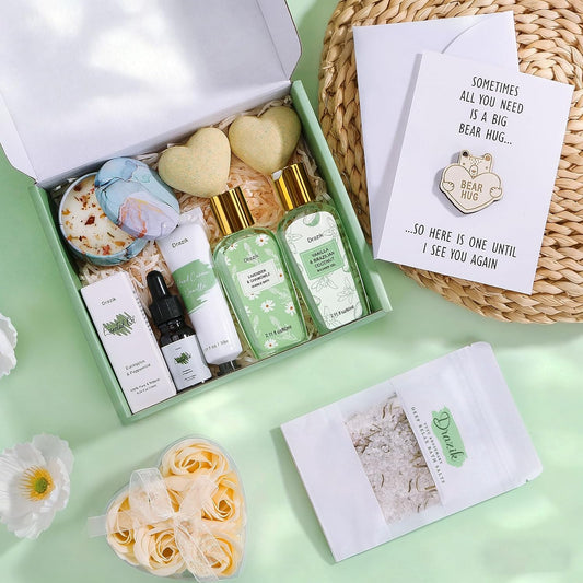 Sending Hugs Pamper Gifts Box for Women, Hug in a Box Care Package for Her with Pocket Hug Token, Relaxation Bath Gifts Set Thinking of You Birthday Gift for Women Friends Bestie Sister