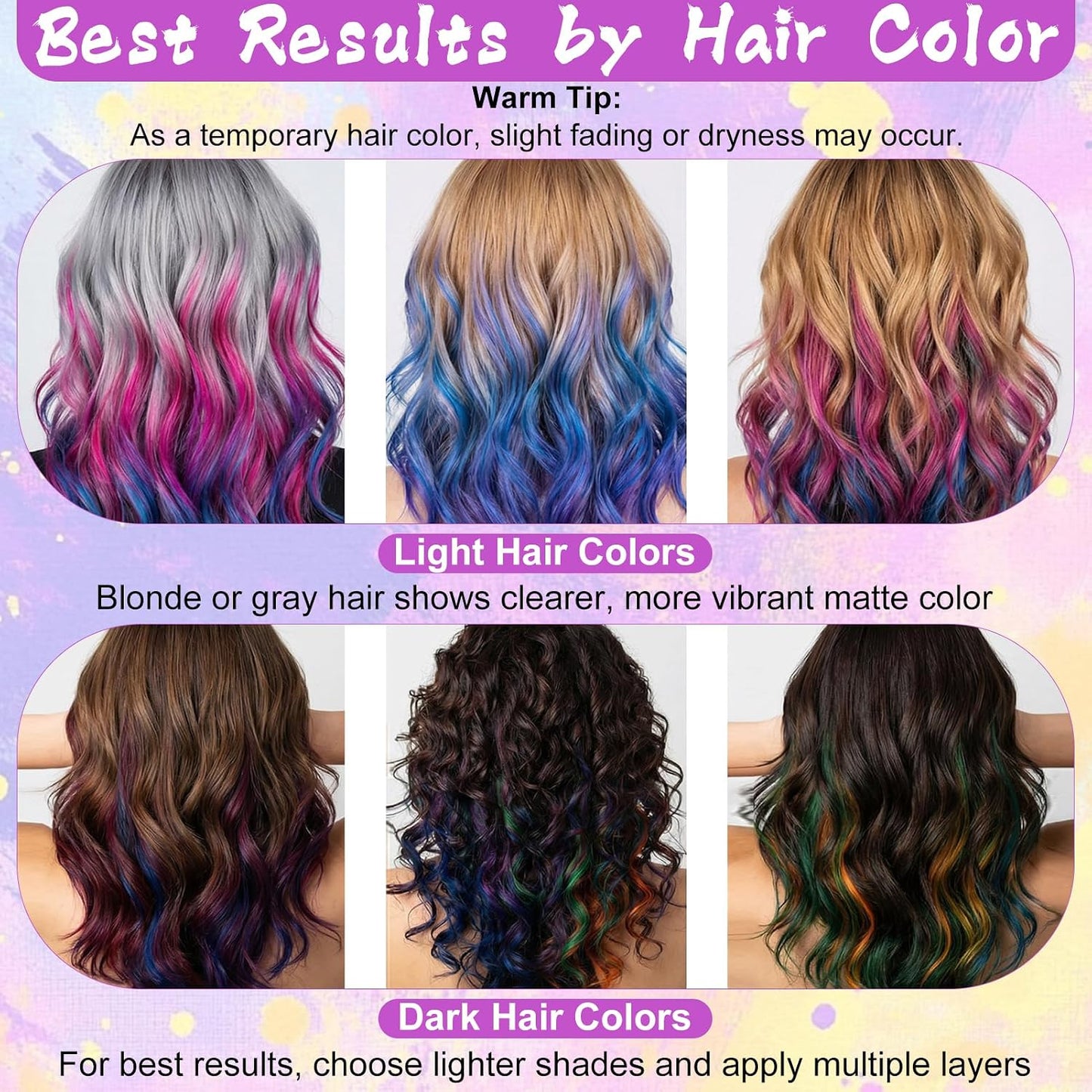 12 Colors Hair Chalks for Girls, Temporary Glow in UV Light Hair Dye Teenage Girls Kids Gift, Washable Blacklight Reactive Hair Chalk for Halloween Cosplay, Christmas Birthday Gift, Ages 5-15 Year Old