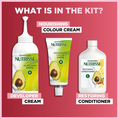 Garnier Nutrisse Ultra Color Hair Dye, Vegan, 2.6 Dark Cherry Red. Achieve 100% grey coverage and a deep, luscious 8-week red colour. No-ammonia, vegan for a rich, vibrant dark cherry red finish.