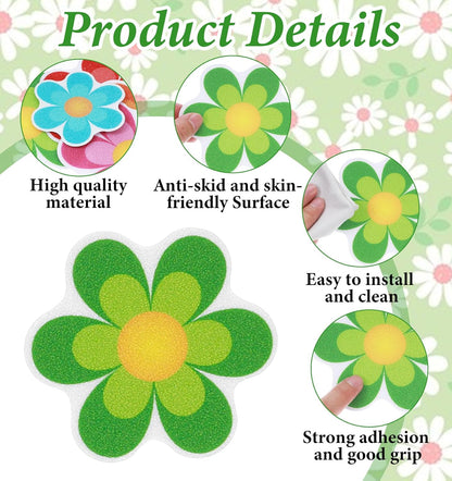 20PCS Non Slip Shower Stickers, Flower Bright Non Slip Bath Stickers for Bathroom and Other Slippery Surfaces (11.5cm and 8cm)