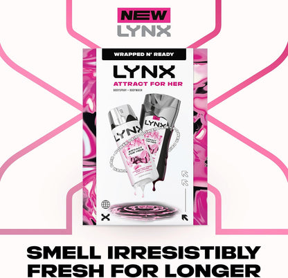 Lynx Attract for Her Gift Set- 50ml Body Spray &amp; 225ml Body Wash, Fresh Fragrance Duo, Feminine Scent, Great for Gifting or Everyday Use
