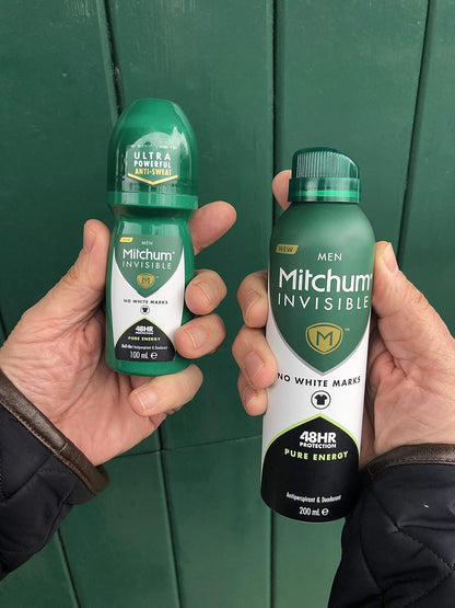 Mitchum Invisible Men 48HR Protection Roll On Anti-Perspirant &amp; Deodorant, No White Marks, Alcohol Free, Pure Energy 100 ml 7246640000 - Packaging May Vary