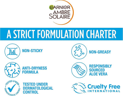 Garnier Ambre Solaire After Sun Lotion, for Face &amp; Body, with Naturally Derived Aloe Vera, Intensely Rehydrates Skin, Instant Cooling Effect, Approved by Cruelty Free International, 400 ml