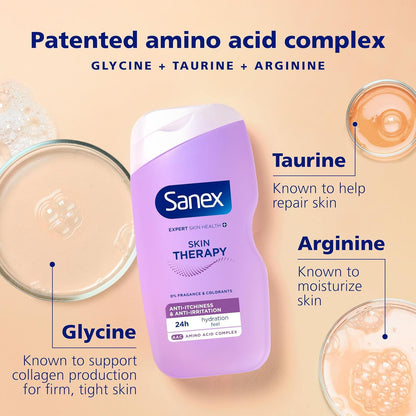 Sanex Skin Therapy Anti-Itchiness &amp; Anti-Irritation Shower Oil 450ml | Shower Gel for Itchy Skin | for atopic-Prone Skin | Reduce Irritation in just 3 Days of use | Amino Acid Complex with Omega-3