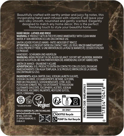 Baylis &amp; Harding Dark Amber &amp; Fig Elements Hand Wash, 500 ml (Pack of 3) - Vegan Friendly