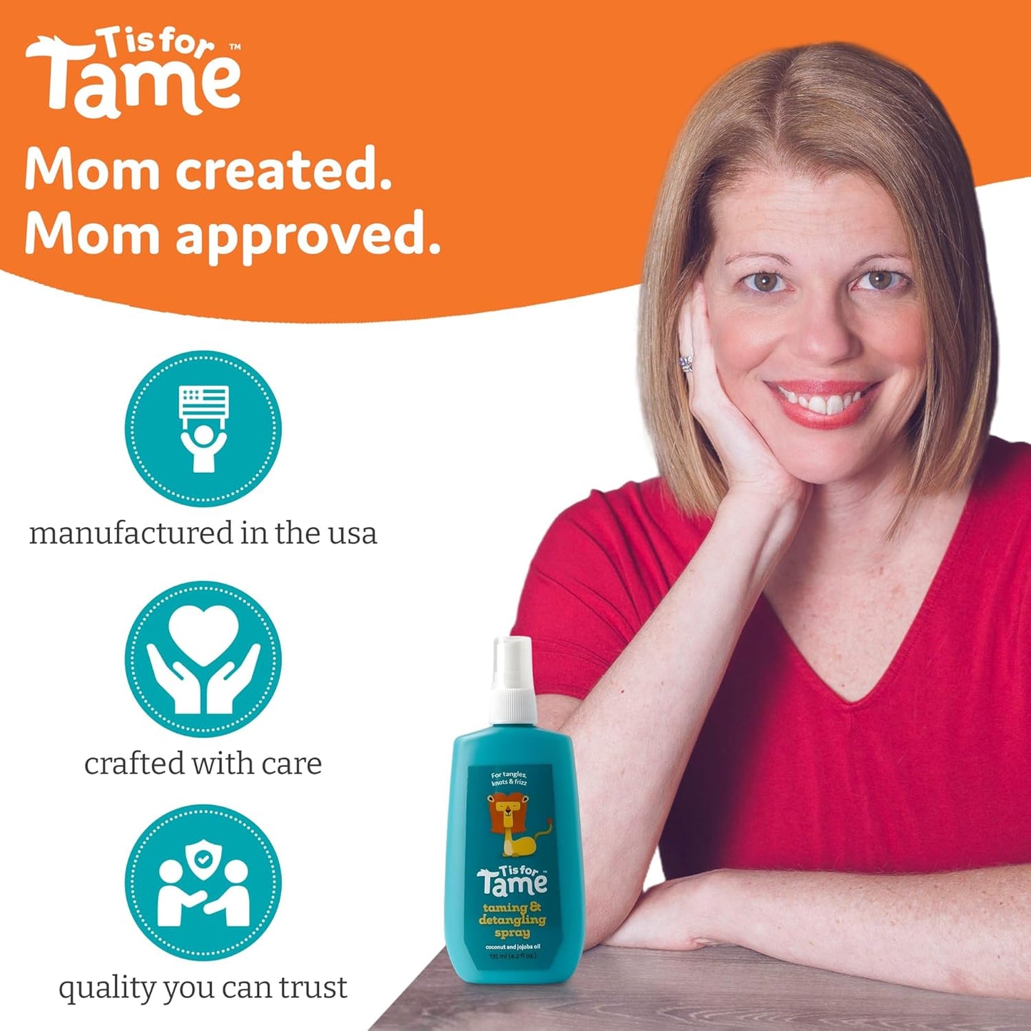 T is for Tame Detangler - Taming and Detangling Spray for Babies, Toddlers &amp; Kids – Effortlessly Untangles Knots, Calms Frizz &amp; Static for Smooth, Manageable Hair. 125mL