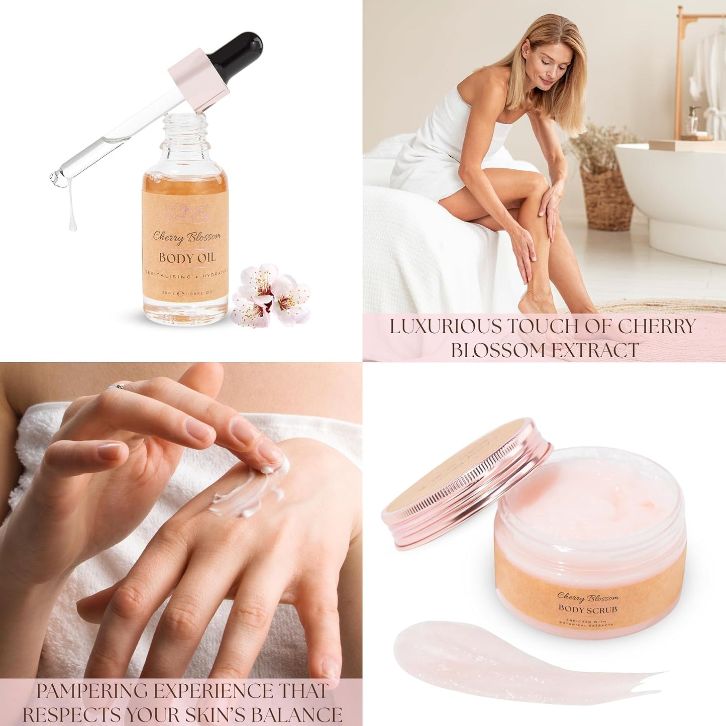 Birthday Gifts for Women with Cherry Blossom - 12 Piece Luxury Spa Gift Set for Her - Relaxation Pamper Hamper Bath Sets - Pamper Gifts for Women