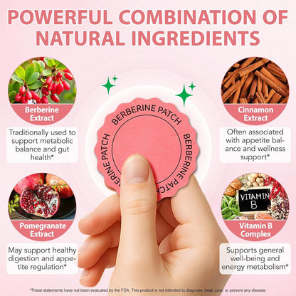 Berberine Patches – Berberine &amp; Cinnamon Extract Body Patches, Vegan &amp; Cruelty Free, Supports Healthy Metabolism