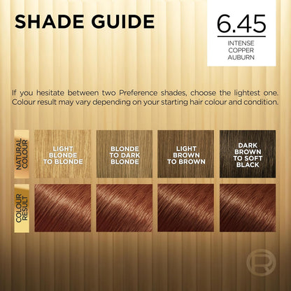 L'Oreal Paris Preference Hair Dye, Long Lasting Brilliance, Luminous Permanent Rich Hair Colour, Achieve radiant, Salon-Inspired Results Shade: 6.45, Brooklyn