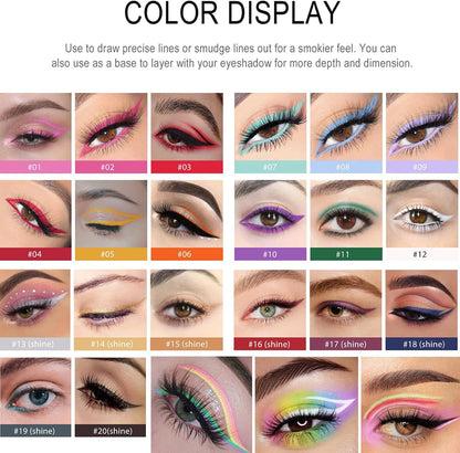 Waterproof Long-Lasting Smudge-Proof Gel Eyeliner Pen with Fine Tip for Precise Lines, All Day Wear Eye Liner Pencil for Mature Women Makeup (17#Midnight Plum)