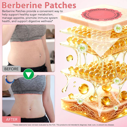 Berberine Patches – Berberine &amp; Cinnamon Extract Body Patches, Vegan &amp; Cruelty Free, Supports Healthy Metabolism