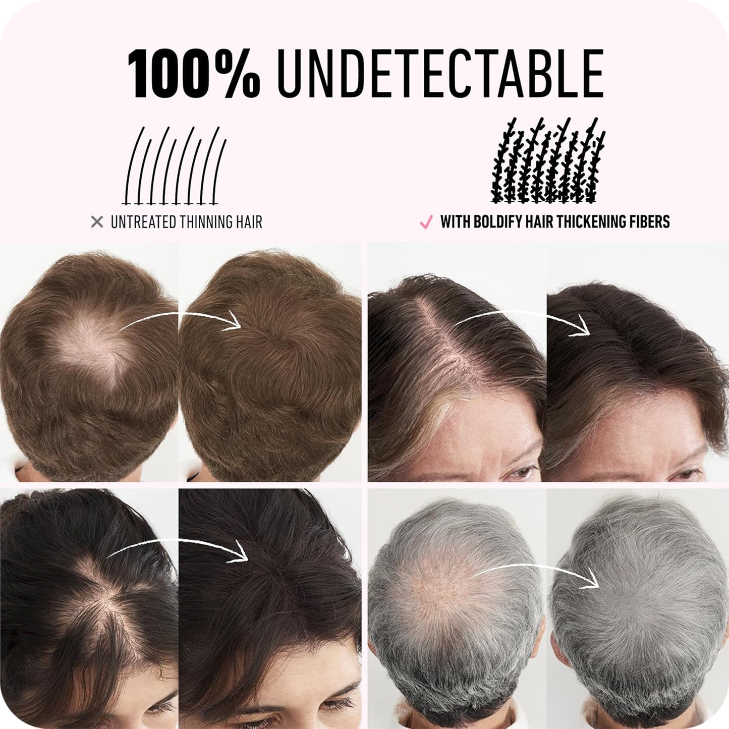 BOLDIFY Hair Fibers - Fill In Thinning and Fine Hair for an Instantly Fuller, Thicker Look - 14 Shades for Women &amp; Men