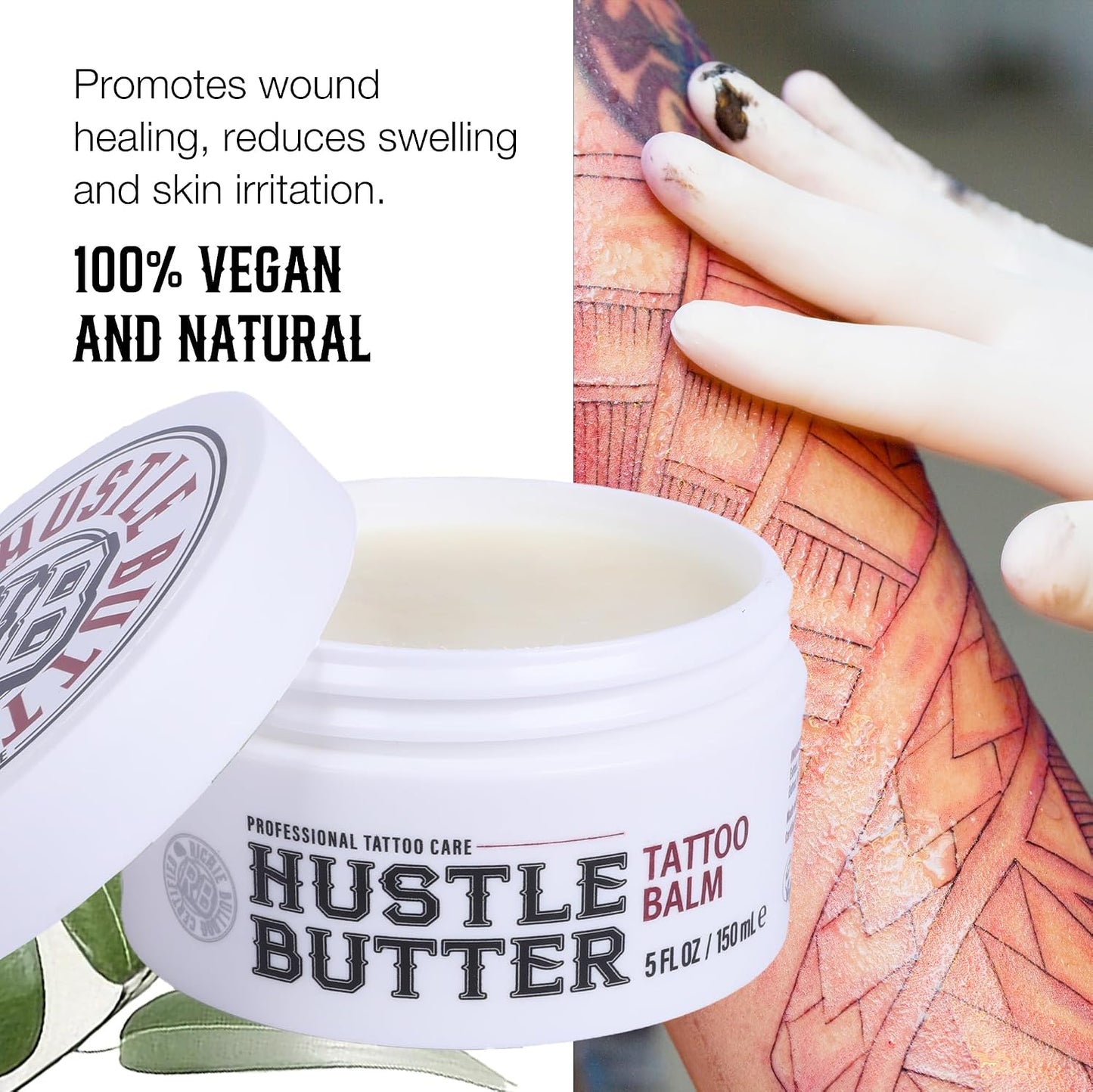 TATTOO HUSTLE BUTTER DELUXE ORIGINAL – 2x150ml vegan tattoo cream with natural ingredients like mango, papaya &amp; shea butter to promote healing, reduces redness and swelling – pre- and aftercare balm